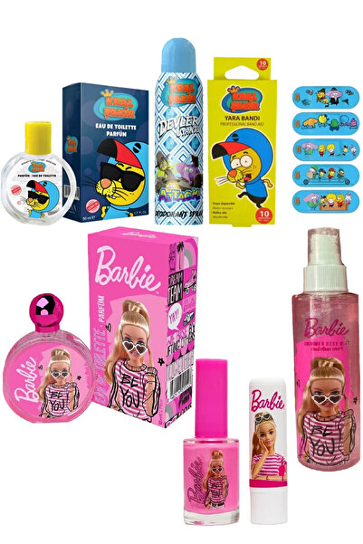 Barbie Lisanslı Parfüm Oje Seti Body Mist - Kral Şakir Erkek Çocuk Parfümü Deodorant & Yara Bandı