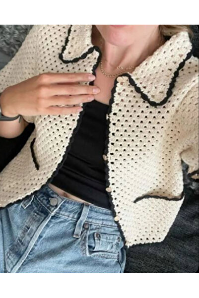 Zess store Cardigan elegant, simplu, tricotat manual