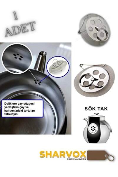 Sharvox 1 Adet Demlik İçi Sök Tak Çay Süzgeci – Paslanmaz Çelik, Dayanıklı Yapı | Pratik ve Hijyenik