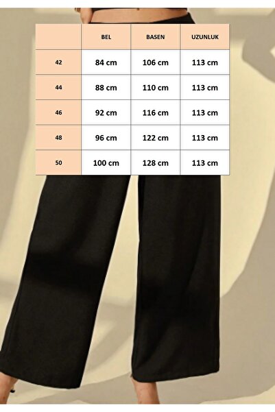 FOR ESRA BIG TREND Women's Plus Size High Waist Side Zipper Closure Stretchy Palazzo Crepe Pants