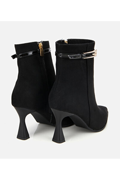Hotiç Kadın Süet Siyah Taşlı Tokalı Bilekte Topuklu Bot