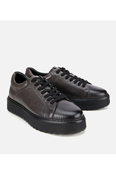 Hotiç Erkek Deri Gri Kalın Tabanlı Spor Ayakkabı