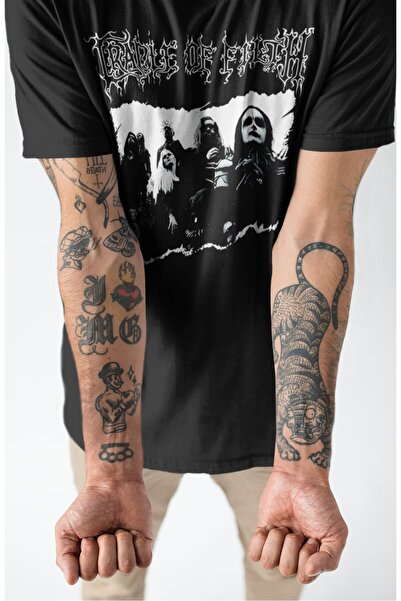 Fuddy Moda تي شيرت مطبوع عليه Cradle Of Filth للجنسين، تي شيرت كبير الحجم ذو طابع فرقة الروك برقبة دائرية