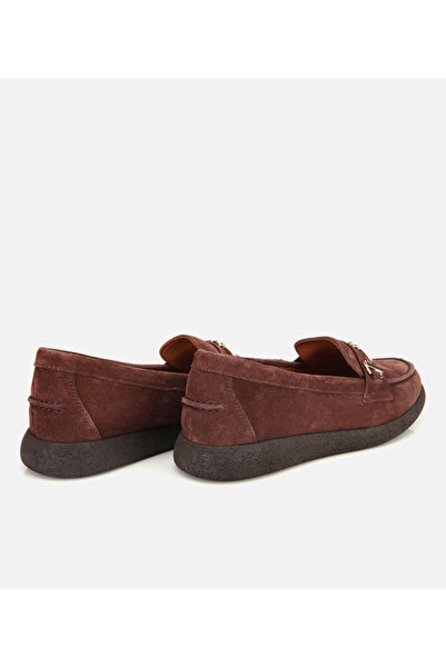 Hotiç Kadın Süet Deri Kahverengi Yumuşak Tabanlı Comfort Günlük Loafer