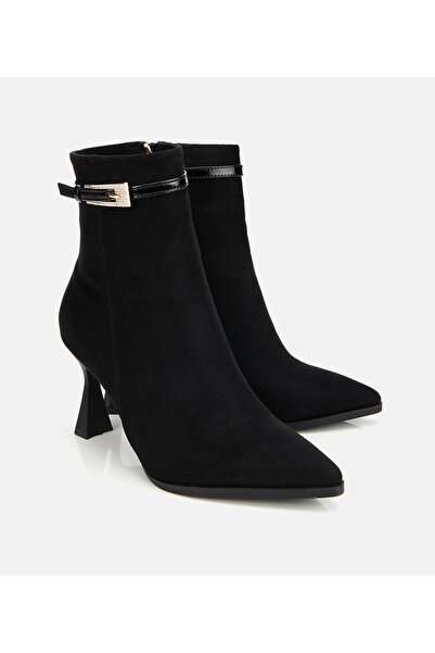 Hotiç Kadın Süet Siyah Taşlı Tokalı Bilekte Topuklu Bot