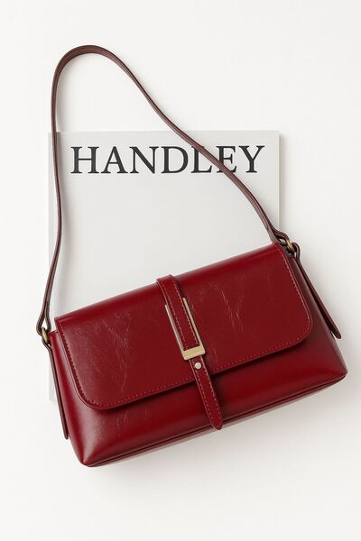 Handley Γυαλιστερή δερμάτινη τσάντα ώμου & χεριού με πολυτελή λεπτομέρεια με ...