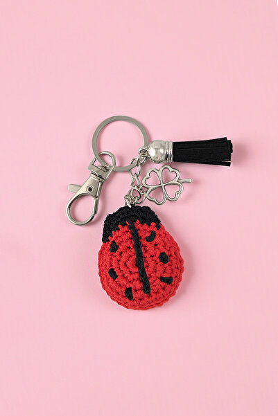 Milleniva Hand Knitted Ladybug Bag Ornament - Keychain Accessory