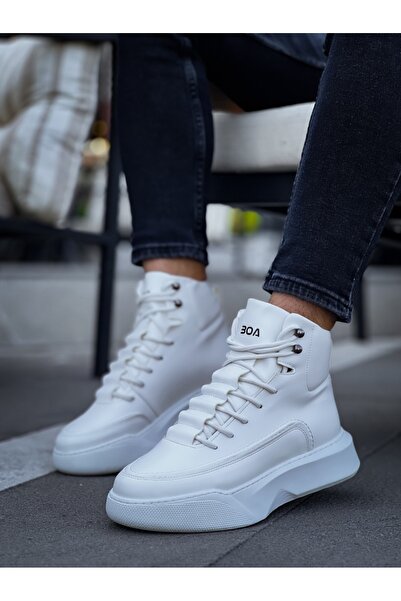 aradimtaradim BA0321 Hidden Lace Men's High Sole White Sports Boots