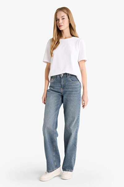 DeFacto Pantaloni lungi din denim cu talie înaltă, drepti, largi, lavabili F5527AX25AU