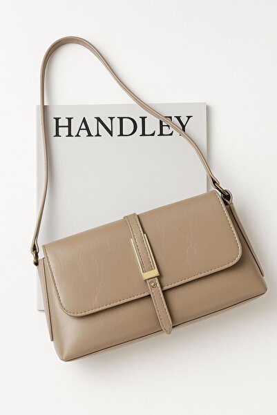 Handley Γυαλιστερή δερμάτινη τσάντα ώμου & χεριού με πολυτελή λεπτομέρεια με ...