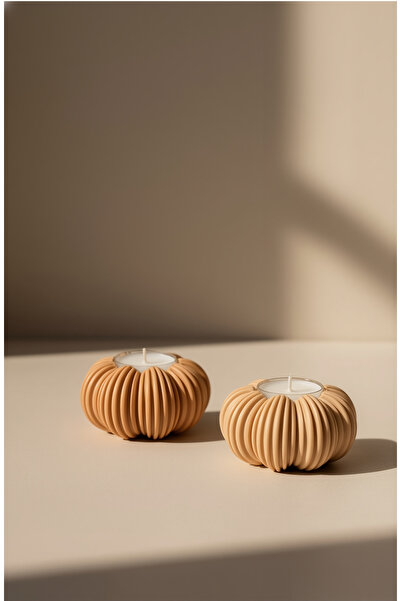 BEBÜTO Balkabağı Şekilli 2'Li Beton Tealight Mumluk