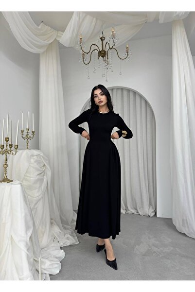 ETİKAFASHION Modal Piliseli Kadın Elbise