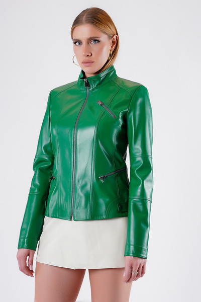 Leather Club Yeşil Hakiki Deri Ceket
