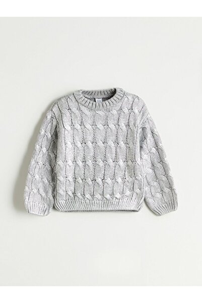 LC Waikiki Lcw Eco Crew Neck Hair Braid Patterned Girls' Knitwear Sweater