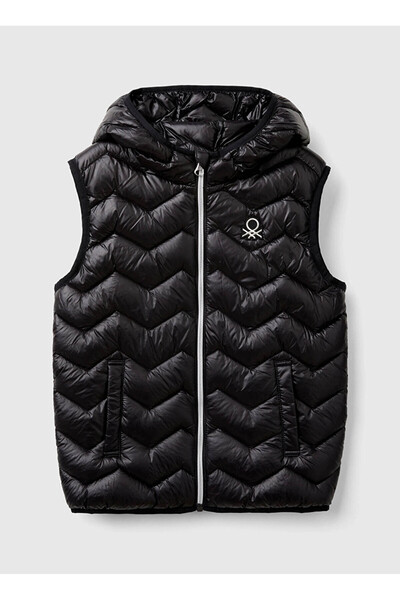 Benetton Κεντητό Μαύρο Γιλέκο Κοριτσιού 21INCJ00Q