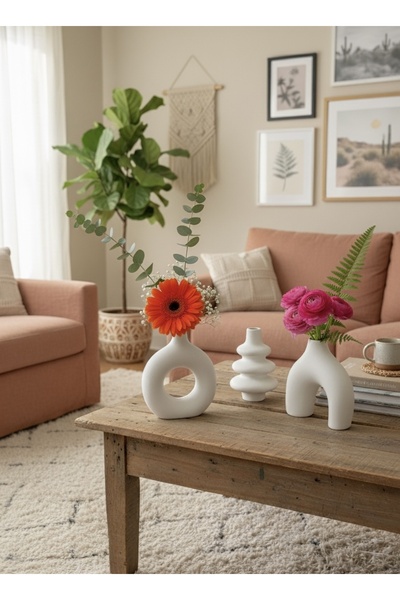 VARKAL Set de 3 vaze minimaliste din sticlă, stil Pinterest