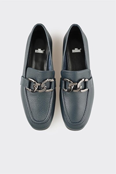 Elle Shoes Lacivert Deri Kadın Günlük Ayakkabı