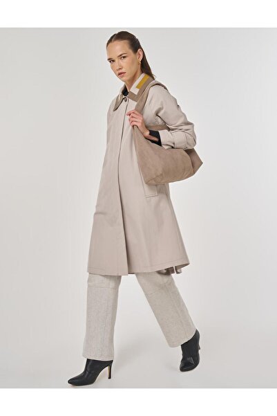 Kayra Trench Coat with Epaulet Detail Stone