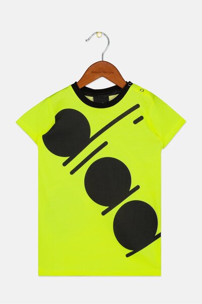Diadora Toddlers Boy Crew Neck Short Sleeve Brand Logo T-Shirts, Yellow-Green