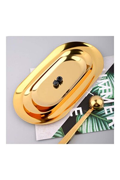 fulina Gold Trinket Tray Oval Stainless Steel Small Serving Trays Storage Dish Plate Tea Fruit Trays