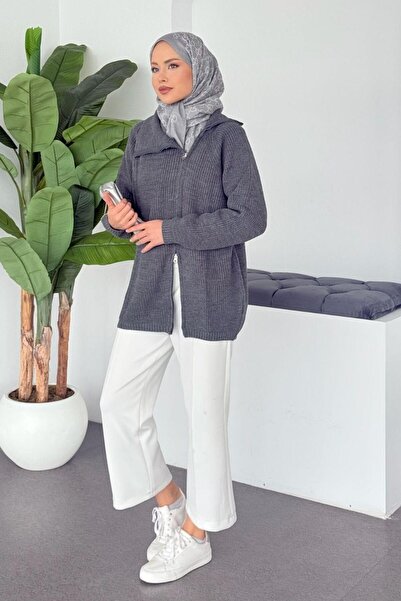 Şulemoda Giyim Selanik Yan Fermuarlı Tunik Gri