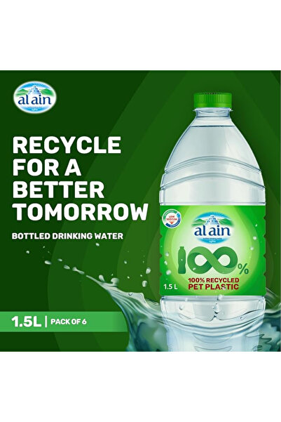 Al Ain Recycled PET Bottled Water 1.5 L x 6 – Pack
