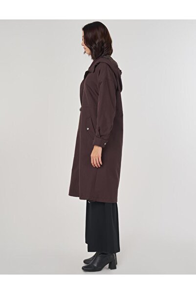 Kayra Düşük Omuz Trençkot Koyu Kahve