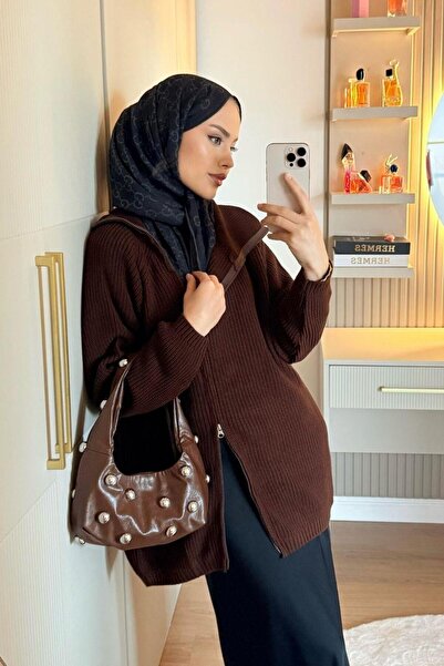 Şulemoda Giyim Selanik Yan Fermuarlı Tunik Kahverengi