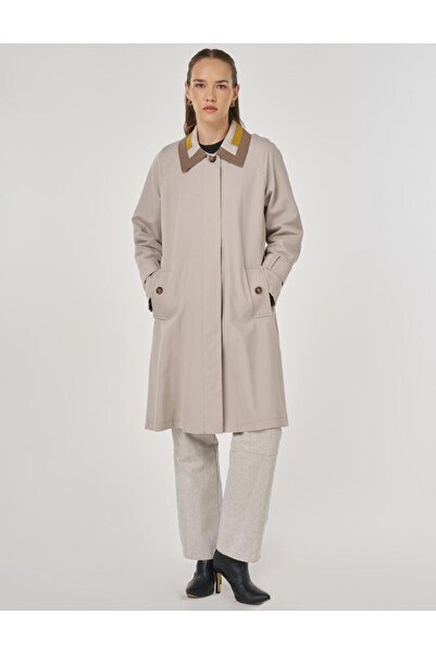 Kayra Trench Coat with Epaulet Detail Stone