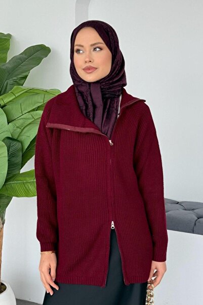 Şulemoda Giyim Selanik Yan Fermuarlı Tunik Bordo