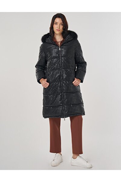 Kayra Zipper Closure Anorak Coat Black
