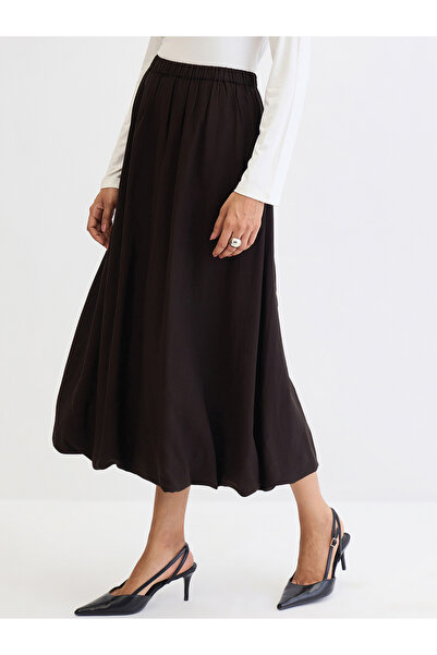 Femmella By Styli Black Bubble Hem Midi Skirt