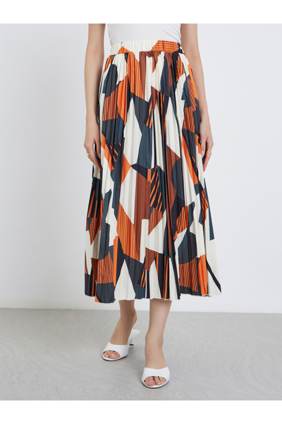 Take Two By Styli Women Geometric Print Pleated Midi Skirt