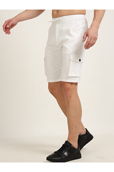 Bushirt By Styli White Cargo Linen Shorts