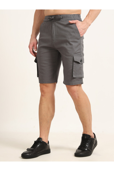Bushirt By Styli Grey Cargo Linen Shorts