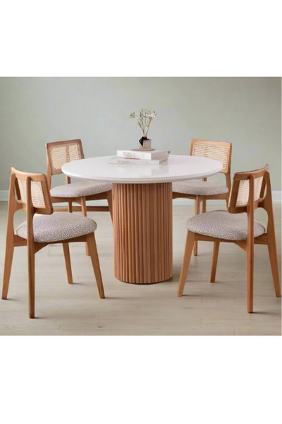 Zion Bohem Ahşap Yuvarlak Masa 100x100