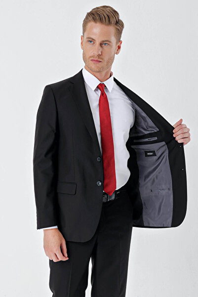 İmza Gabardine Mono Collar Black Men's Top and Bottom Set 1001245010