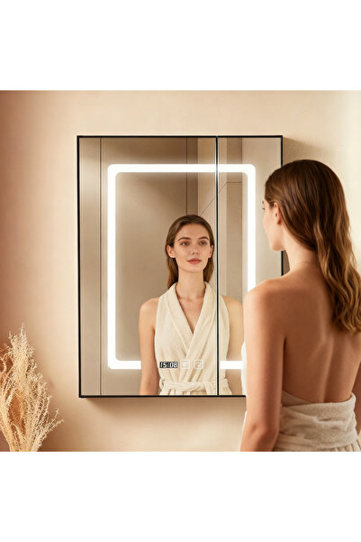 sharpdo LED Bathroom Mirror with Light/Anti-fog - Wall-mounted Shaving Mirror, Touch Sensor, 50 x 70 x 10 CM