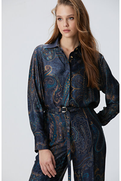 Network Petrol Viskon Desenli Gömlek