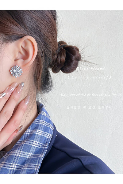 Take Two By Styli Square Shape Embellished Earrings with Faux Pearl