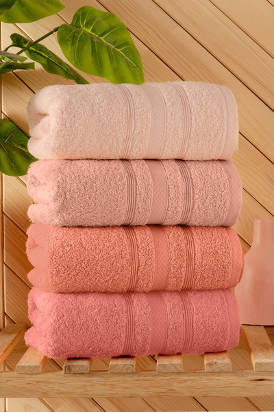 DNZGÜLCAN Lera 4-Piece 50X90 Towel Set Hand Face Towel 100% Cotton