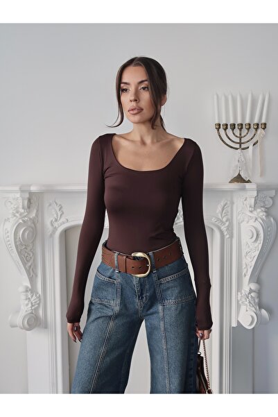 Paw Garage Дамски боди с квадратна яка и дълги ръкави