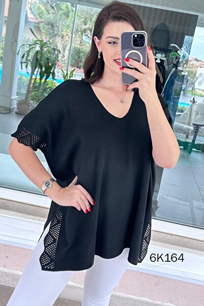 İnce Topuk Openwork Batwing Sleeve Knitwear Blouse 6K164