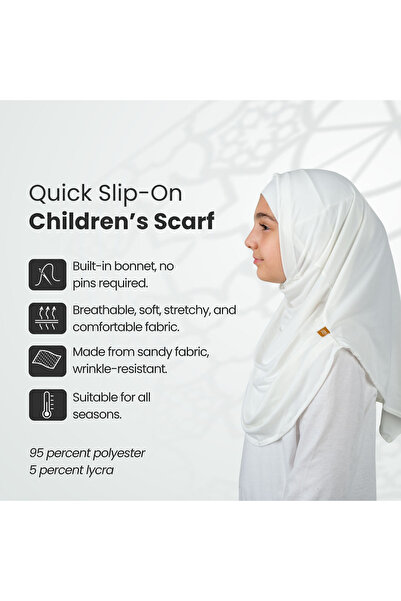 ihvan online Practical Ready-To-Wear Children's Shawl with Attached Bones White
