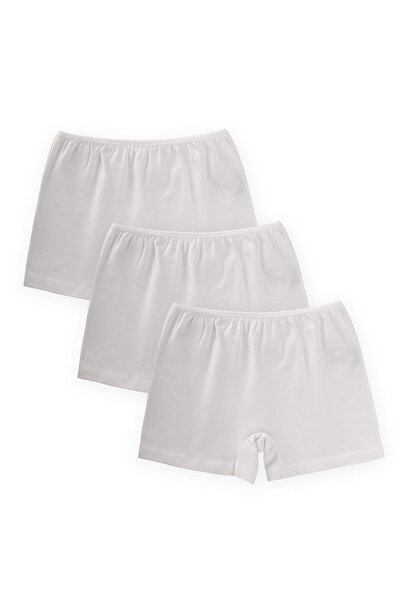 Cigit Triple-Piped Girls' Boxer Shorts 2-9 Years Old Ecru
