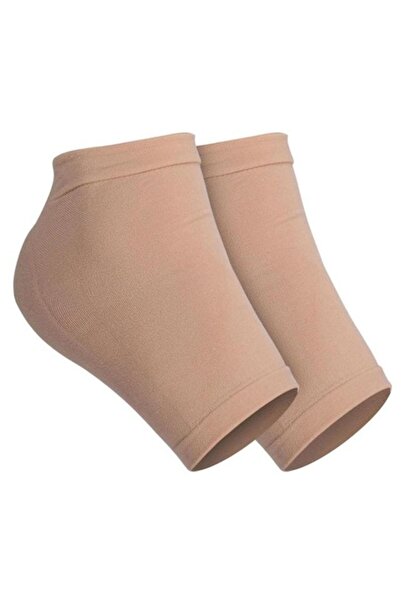 AUKAI Set de 2 ciorapi cu protecție de călcâi din silicon, bej