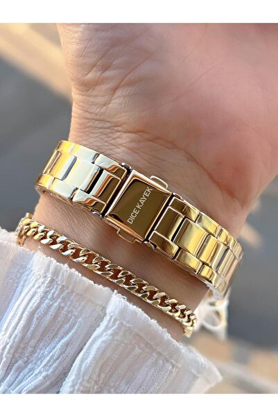 Dice Kayek 2 Yıl Garantili Çelik Kasa Ve Kordon 5 Atm Suya Dayanıklı Kadın Kol Saati+Bileklik AA.003