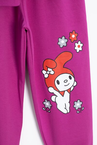 Cansın Mini Φούξια Κοριτσίστικο Σετ Φόρμας με Τυπωμένο Χαρακτήρα Κεράσι με λαιμόκοψη 23273