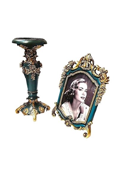 BLA BLA FOAM Vintage decorative set BLA BLA FOAM® – 5x7 inch (12.7x17.8 cm) photo frame + baroque candle holde