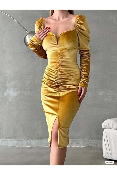 Modafeminen Rochie de seară midi din țesătură catifea, decoltată, cu spatele ...